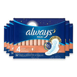Always Maxi Overnight Pads with Wings, Size 4 26 Ct – 6 Pack