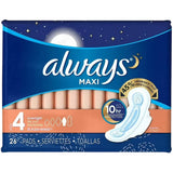 Always Maxi Overnight Pads with Wings, Size 4 26 Ct – 6 Pack