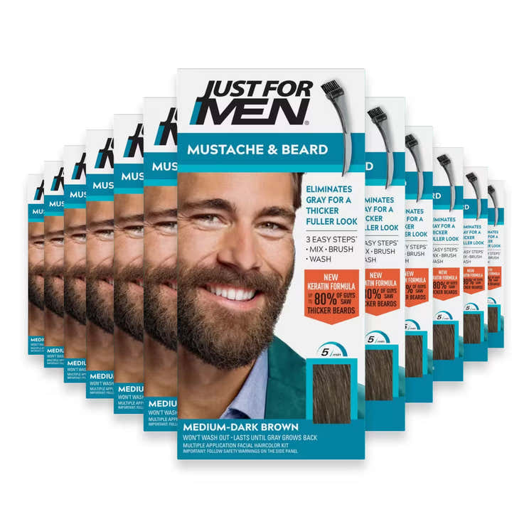 Just For Men Mustache &amp; Beard Color Gel, Medium-Dark Brown  – 1 Ct – 12 Pack | Just For Men - Pre Order
