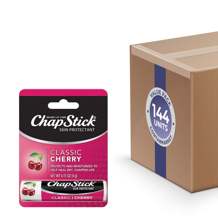ChapStick - Classic Cherry Flavor Skin Protectant Flavored Lip Balm Tube 0.15 oz -  144 Volume Pack | ChapStick - Pre Order