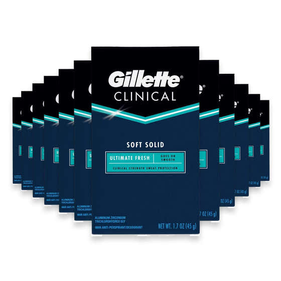 Gillette Clinical Antiperspirant Deodorant, Ultimate Fresh, Advanced Solid, 1.7 oz - 12 Pack | Gillette - Gillette