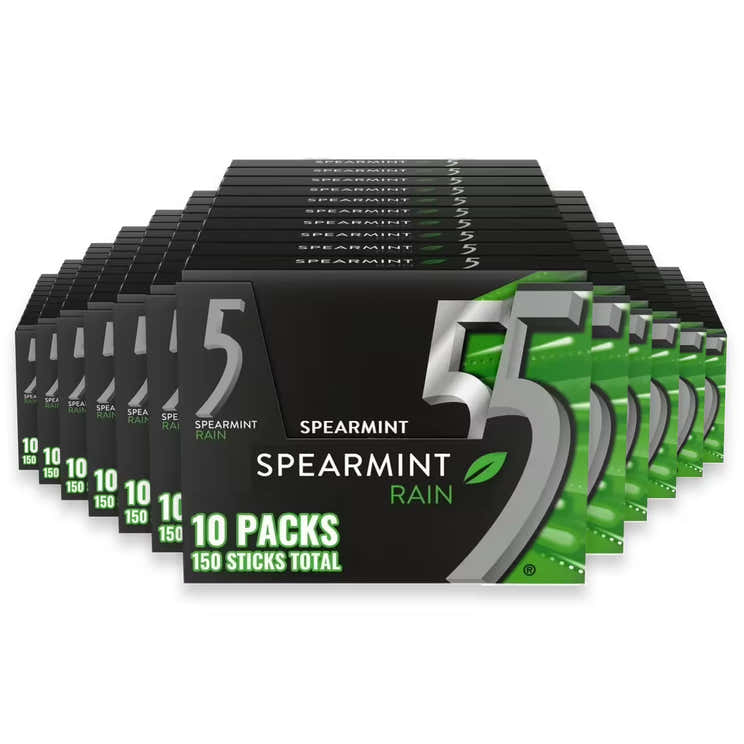 Wrigley's 5 Gum Spearmint Rain Chewing Gum – 15 Pieces  – 120 Pack | Wrigley's - Pre Order