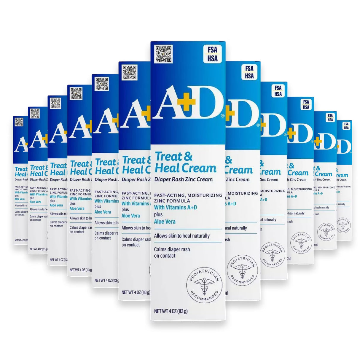 A+D Zinc Oxide Diaper Care Cream with Dimethicone, 4 oz - 36 Pack