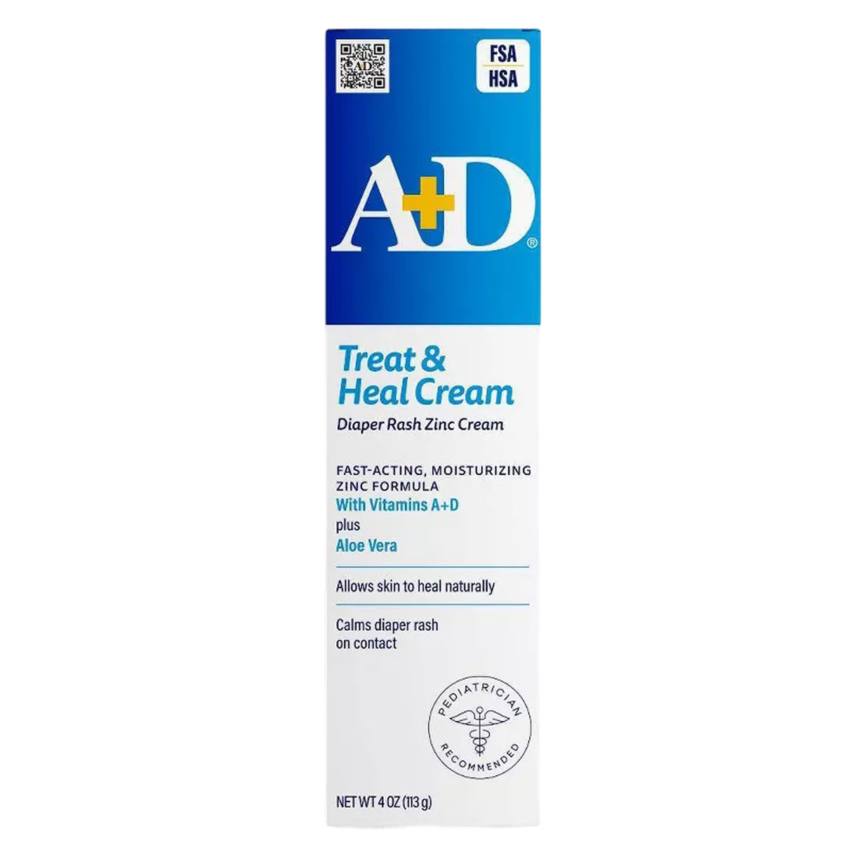 A+D Zinc Oxide Diaper Care Cream with Dimethicone, 4 oz - 36 Pack