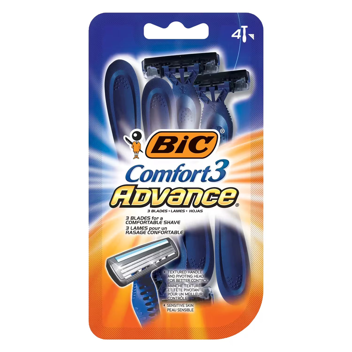 BIC Comfort 3 Advance Men's Disposable Razors - 4 Ct - 72 Pack