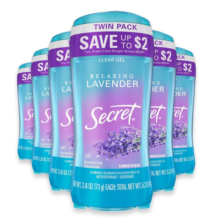 Secret Fresh Clear Gel Antiperspirant Deodorant Lavender - 2 Ct - 6 Pack | Secret - Pre Order