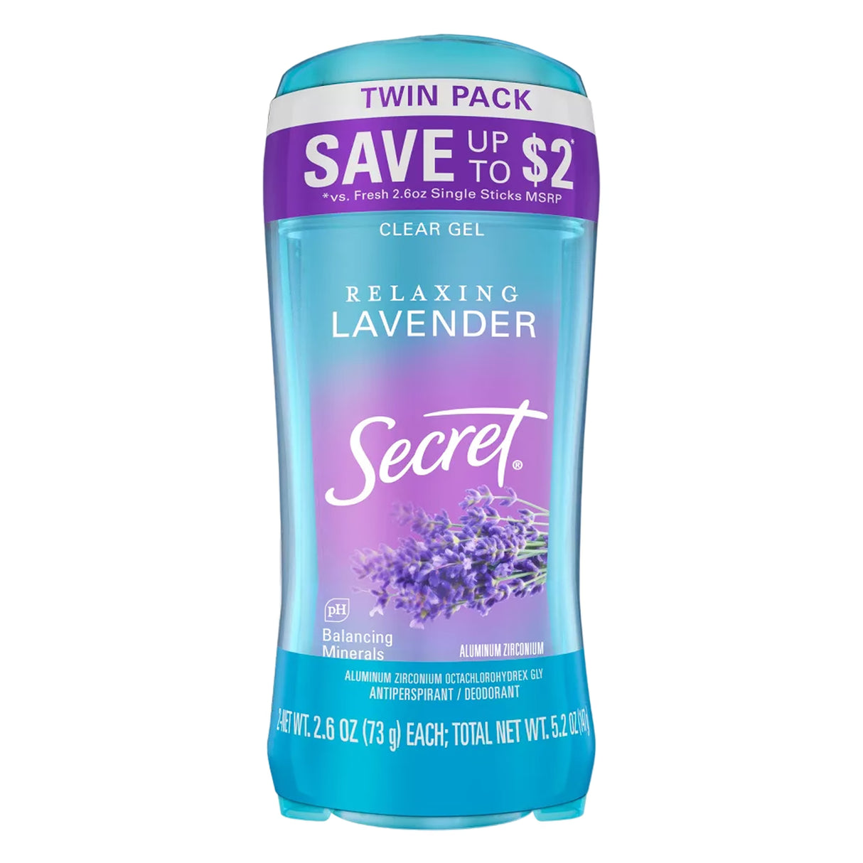 Secret Fresh Clear Gel Antiperspirant Deodorant Lavender - 2 Ct - 6 Pack