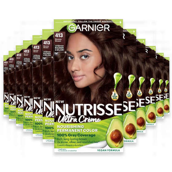 Garnier Nutrisse Ultra Crème Permanent Hair Color Kit, #413 Bronze Brown - 12 Pack | Garnier - Nutrisse