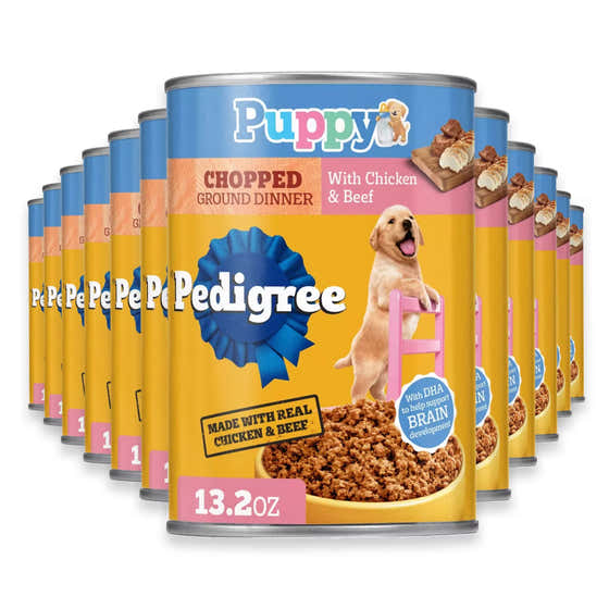 Pedigree Puppy Chopped Ground Dinner Chicken &amp; Beef Wet Puppy Food - 13.2 oz - 12 Pack | Pedigree - Pet Supplies