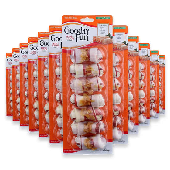 Good 'n' Fun Triple Flavor Mini Chews – 7 Ct – 36 Pack | Good 'n' Fun - Pet Supplies