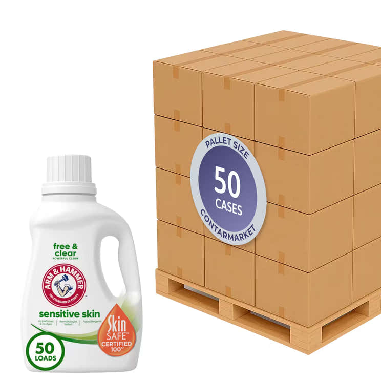Arm &amp; Hammer Sensitive Skin Free &amp; Clear Liquid Laundry Detergent – 50 fl oz – 8 Pack - 50 cases pallet | Arm &amp...
