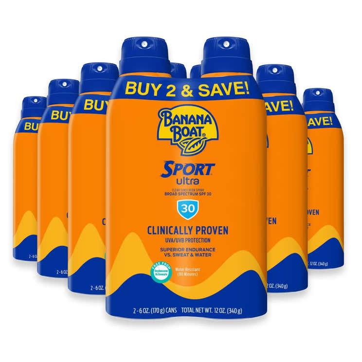 Banana Boat Sport Ultra Mist Ultra Clear Sunscreen Spray SPF 30, 12 oz - 2 Ct - 6 Pack | Banana Boat - Pre Order