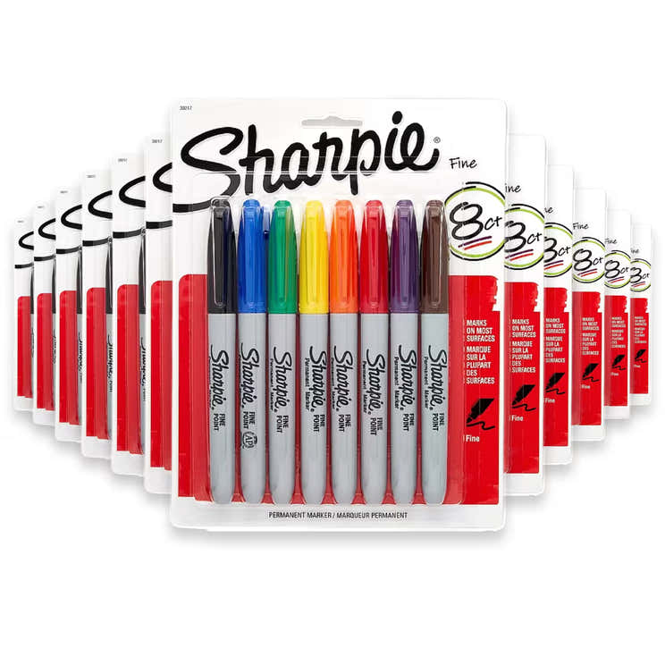 Sharpie Permanent Markers, Fine Point, Assorted Colors - 8 Ct - 12 Pack | Sharpie - Pre Order