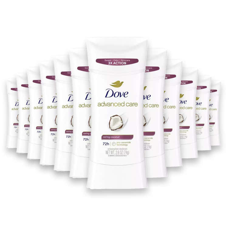 Dove Advanced Care Antiperspirant Deodorant Stick Caring Coconut - 2.6 Oz - 12 Pack | Dove - Pre Order