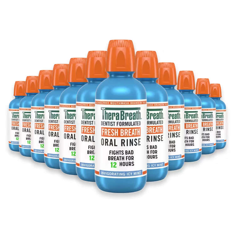 TheraBreath Oral Rinse Icy Mint, Alcohol Free  16 oz – 12 Pack | TheraBreath - Pre Order