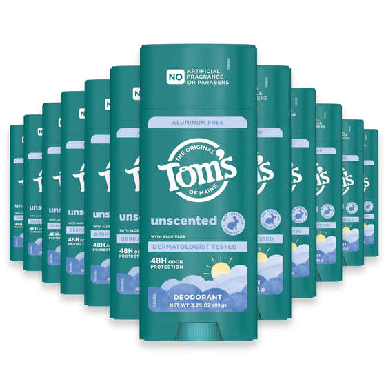 Tom’s of Maine Unscented Aluminum-Free Deodorant Stick - 3.25 oz - 12 Pack | Tom's - Deodorants &amp; Antiperspirants