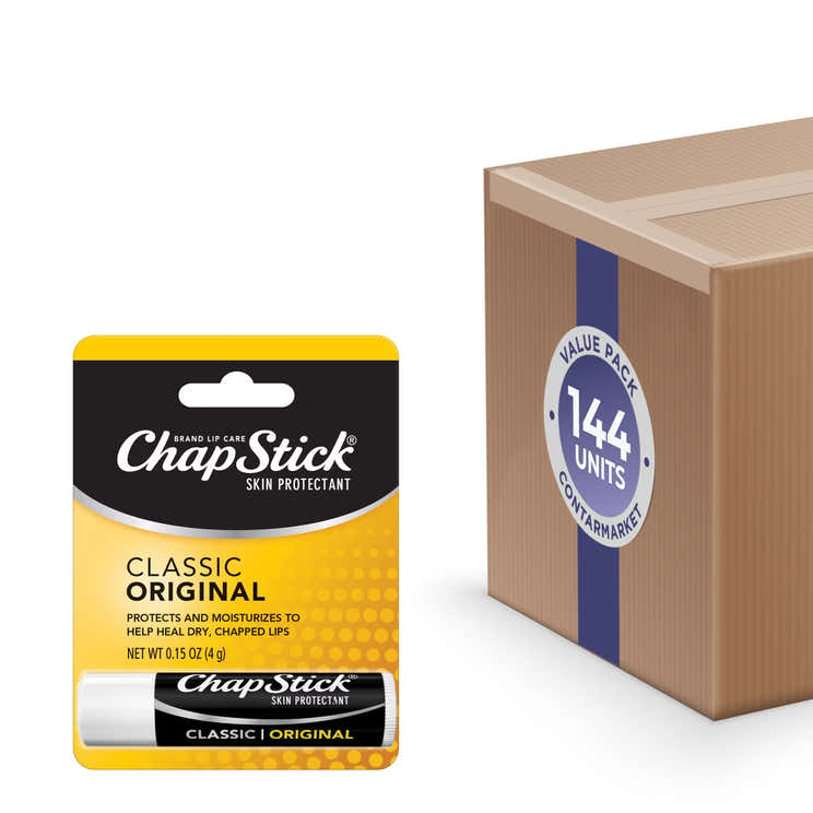 ChapStick - Classic, Regular Flavor, Skin Protectant Lip Balm Tube - 0.15 Oz - 144 Volume Pack | ChapStick - Pre Order