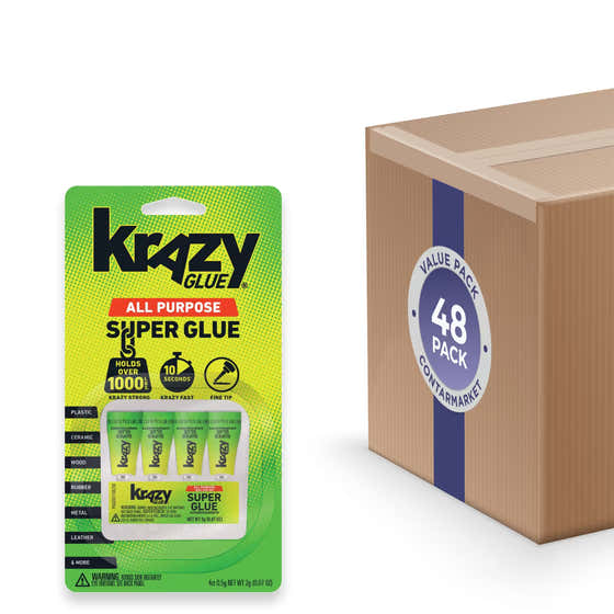Krazy -  Super Glue, Single-Use Tubes, 4 Pack - 0.07 Oz - 48 Pack | Krazy Glue - School &amp; Office Supplies - Wholesale