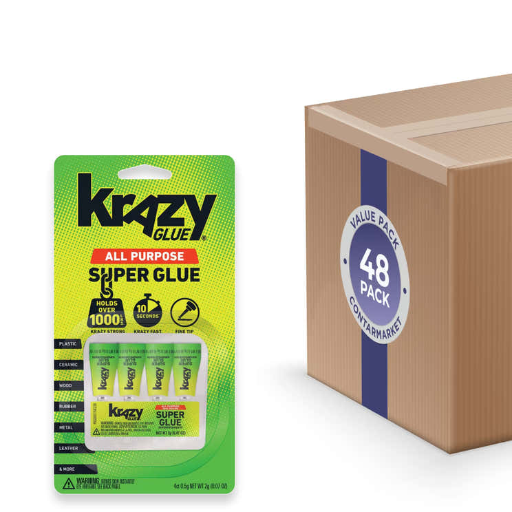 Krazy -  Super Glue, Single-Use Tubes, 4 Pack - 0.07 Oz - 48 Pack | Krazy Glue - Pre Order