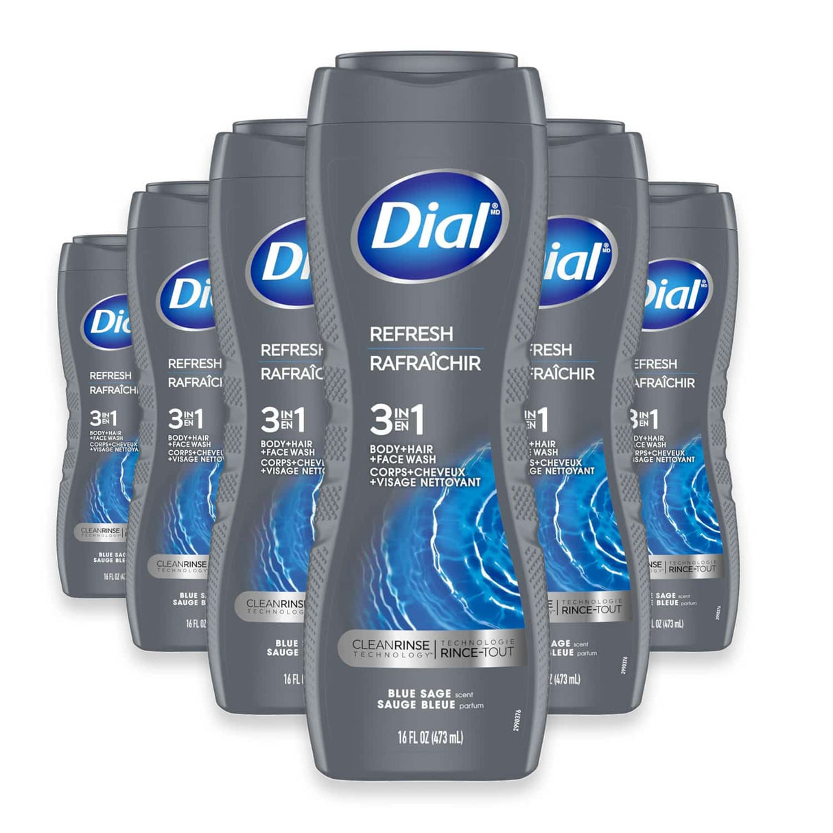 Dial Men 3-in-1 Body Wash Hydrating Fresh – 16 oz – 6 Pack