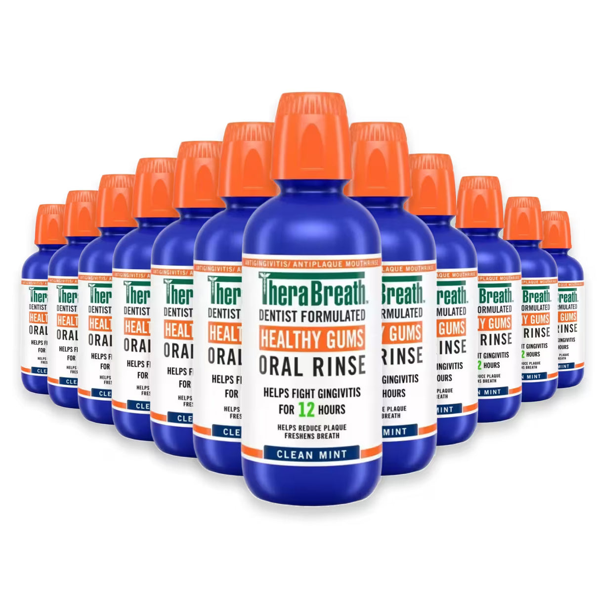 TheraBreath Clean Mint Oral Rinse – 16 oz – 12 Pack