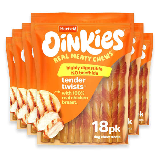 Hartz Oinkies Tender Twists with Chicken, 6.7 oz - 18 Ct - 6 Pack | Hartz - Pet Supplies