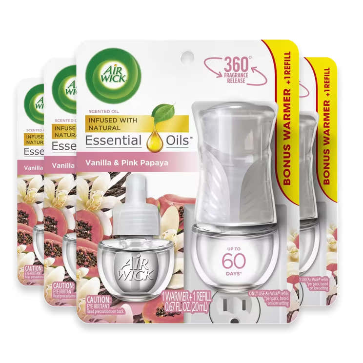 Air Wick Scented Oil Starter Kit Vanilla &amp; Pink Papaya – 0.67 oz – 4 Pack | Air Wick - Pre Order