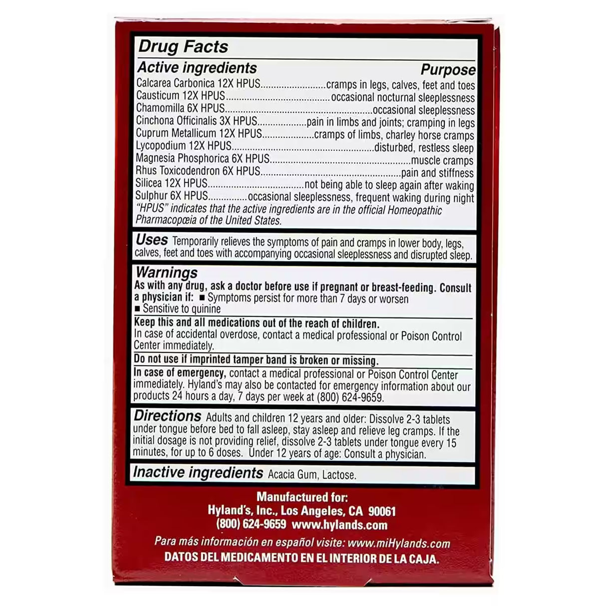 Hyland’s Leg Cramps PM Tablets – 50 Count – 24 Pack