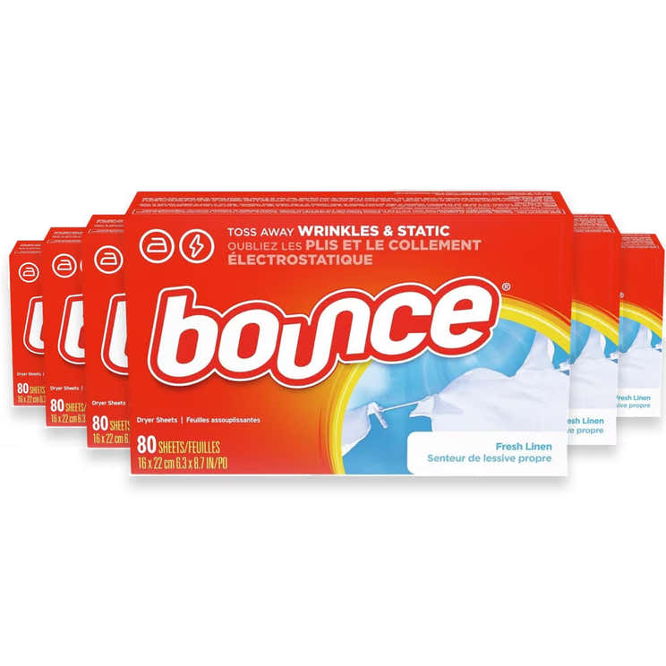 Bounce Fabric Softener Dryer Sheets Fresh Linen Scent – 80 Count – 6 Pack | Bounce - Pre Order