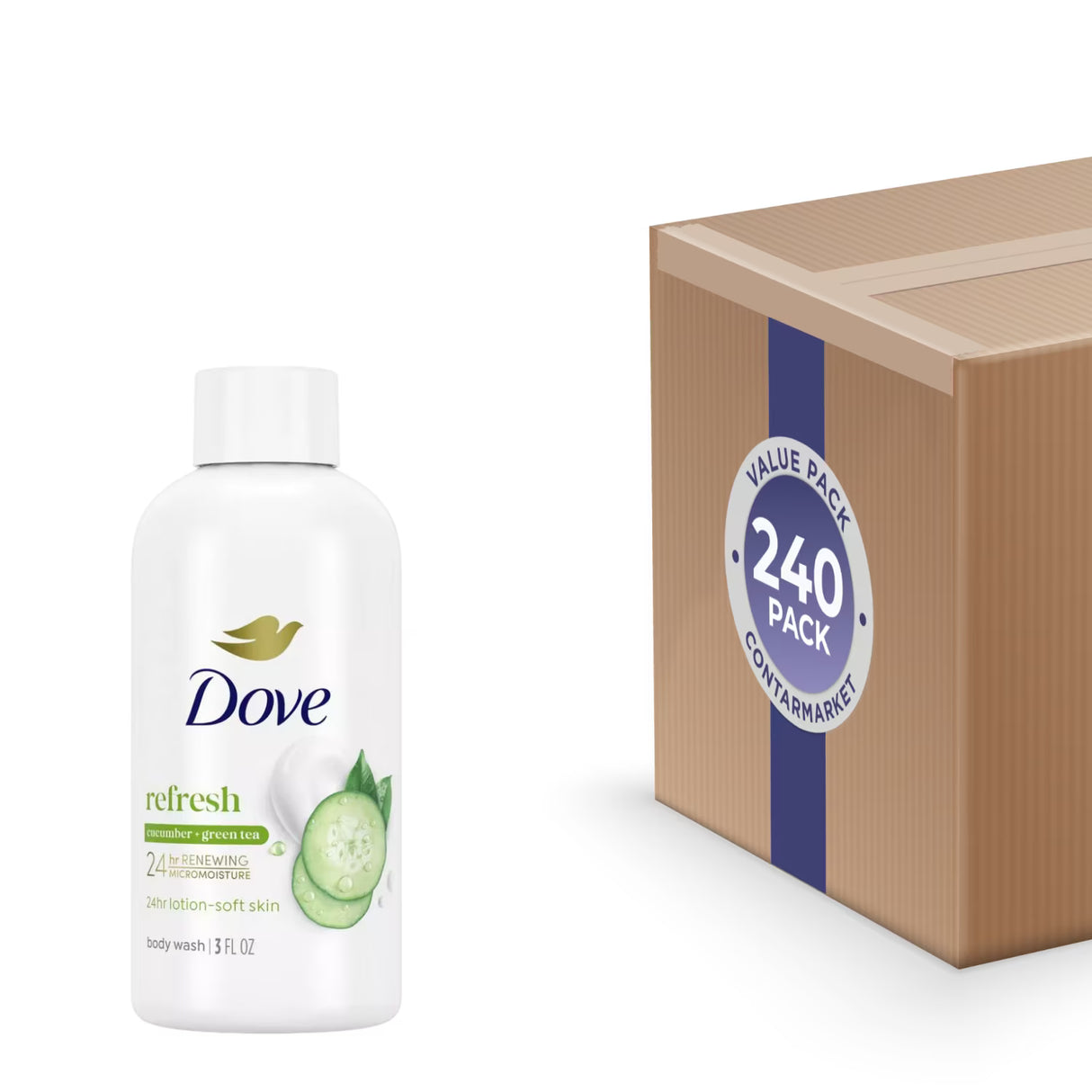 Dove - Go Fresh Cool Moisture Body Wash, Cucumber & Green Tea Scent - 3.0 Oz - 240 Volume Pack