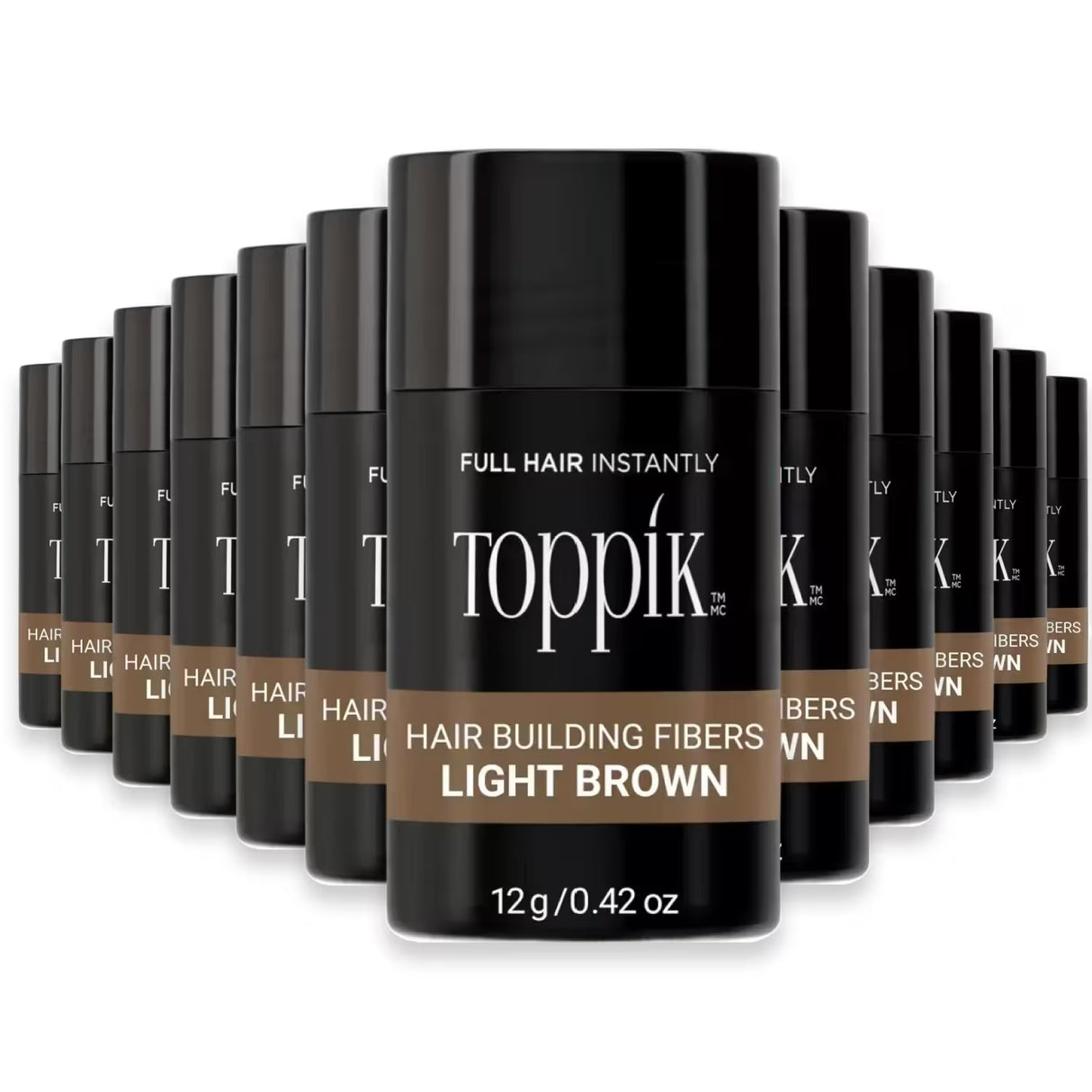 Toppik Hair Building Fibers Light Brown – 0.42 oz – 12 Pack
