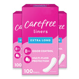 Carefree Acti-Fresh Extra Long Panty Liners - 100 Ct - 3 Pack