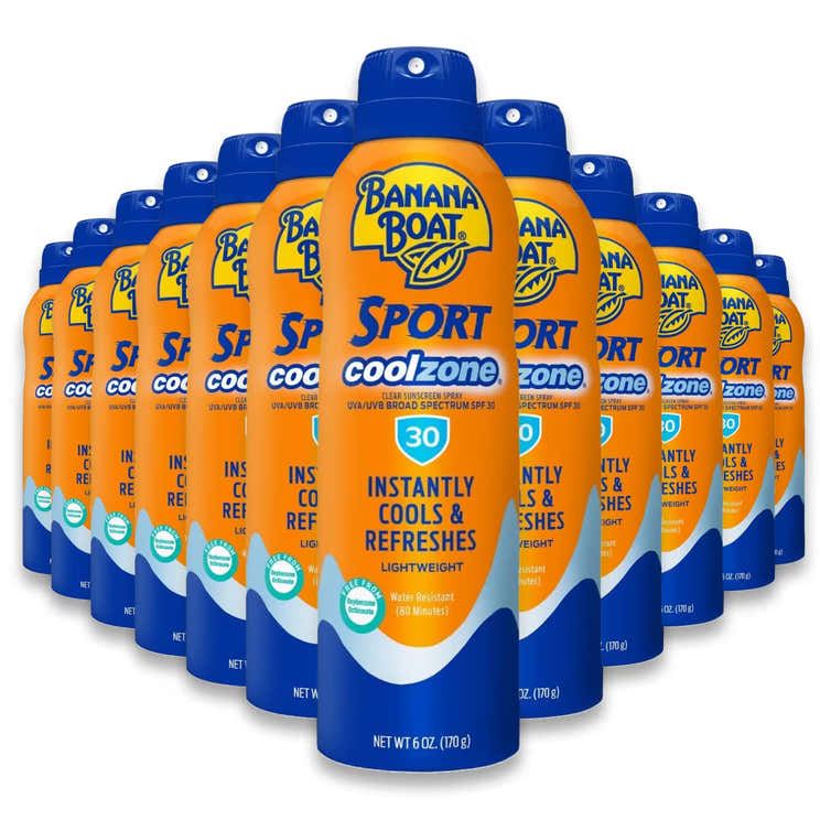 Banana Boat Sport CoolZone Sunscreen Spray SPF30 - 6oz - 12 Pack | Banana Boat - Pre Order