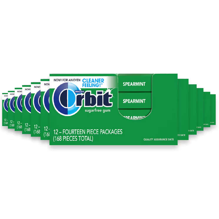 Wrigley's Orbit Spearmint Chewing Gum – 14 Pieces  – 144 Pack | Wrigley's - Pre Order