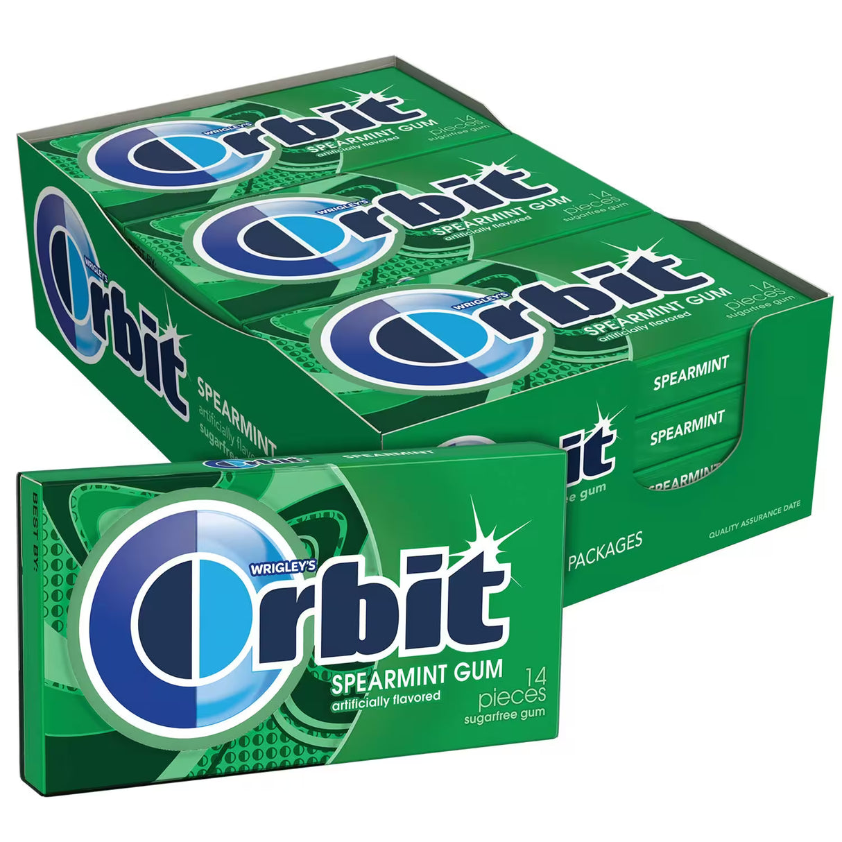 Wrigley's Orbit Spearmint Chewing Gum – 14 Pieces  – 144 Pack