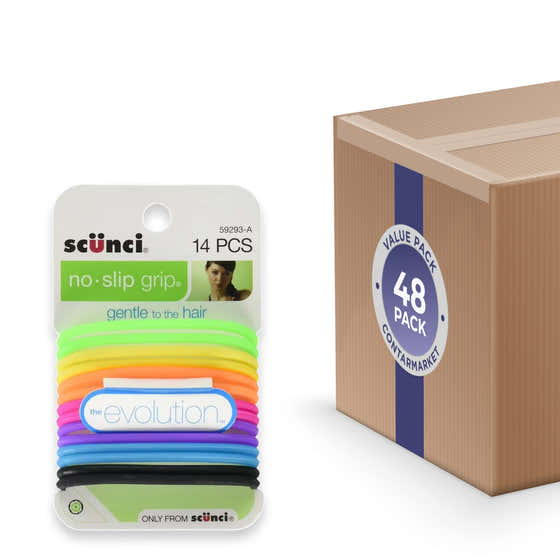 Scünci No-Slip Hair Elastics – 14 Count – 48 Pack | Scunci - Apparel &amp; Accessories