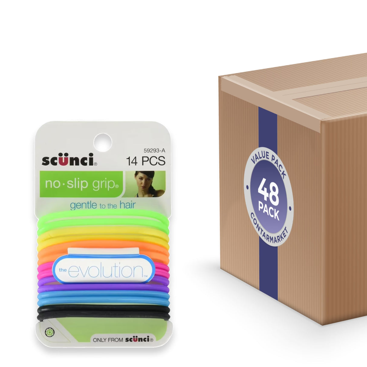 Scünci No-Slip Hair Elastics – 14 Count – 48 Pack