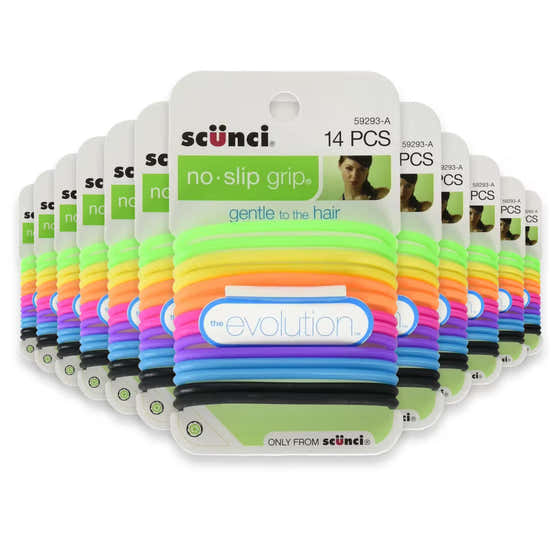Scünci No-Slip Hair Elastics – 14 Count – 48 Pack | Scunci - Clothing Accesories