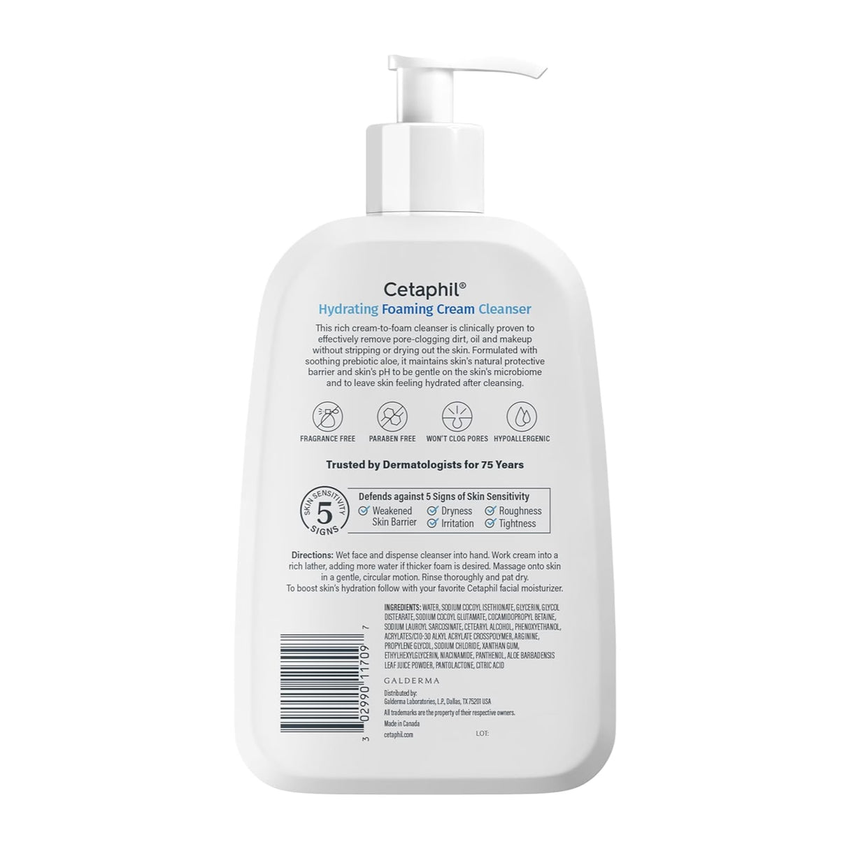 Cetaphil Hydrating Foaming Cream Cleanser, 16oz - 12 Pack