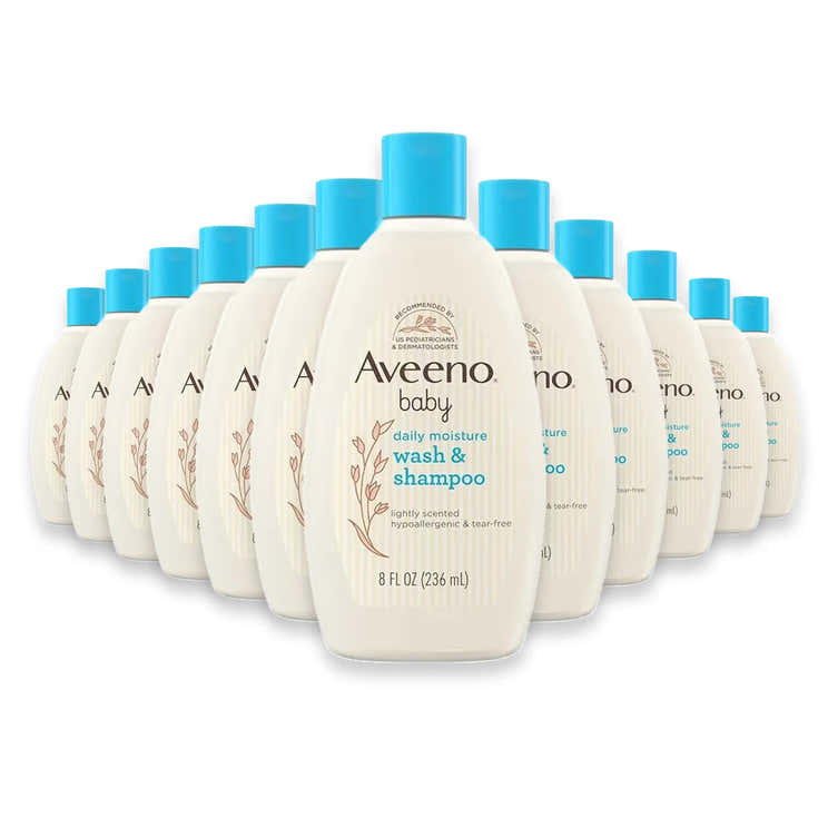 Aveeno Baby Daily Moisture Wash &amp; Shampoo, Lightly Scented - 8 oz - 24 Pack | Aveeno - Pre Order