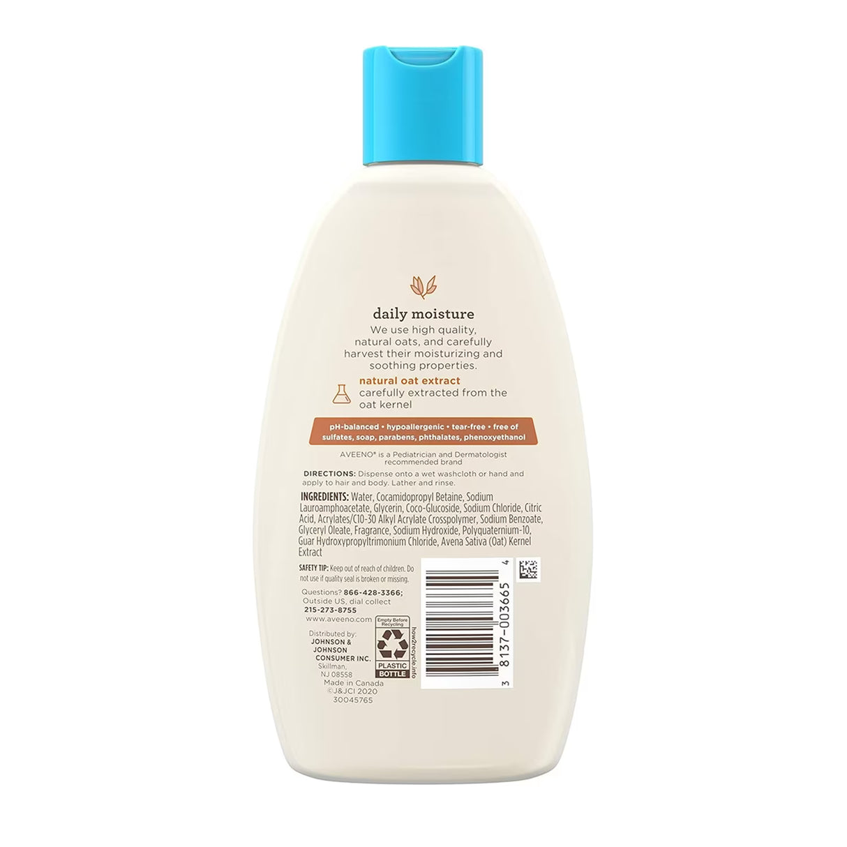 Aveeno Baby Daily Moisture Wash & Shampoo, Lightly Scented - 8 oz - 24 Pack