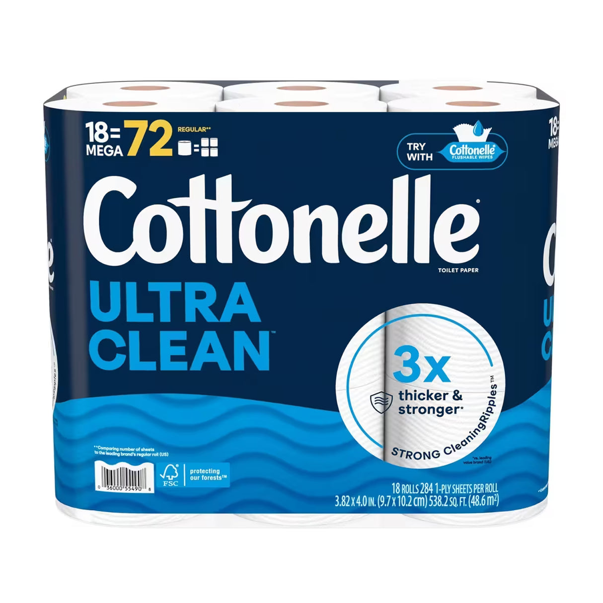 Cottonelle CleanCare Toilet Paper – 18 Mega Rolls – 2 Pack - 50 cases pallet