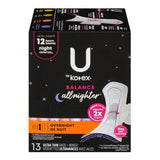U by Kotex Ultra Thin Overnight Maxi Pads - 13 Ct - 6 Pack