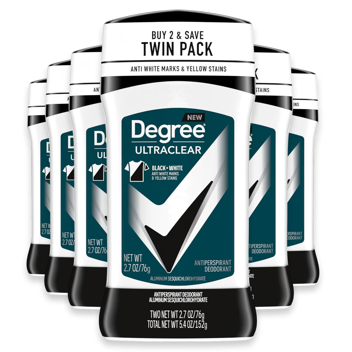 Degree Men Antiperspirant Deodorant Stick 2.7 oz - UltraClear Black+White - 6 x 2-Pack (12 Units)