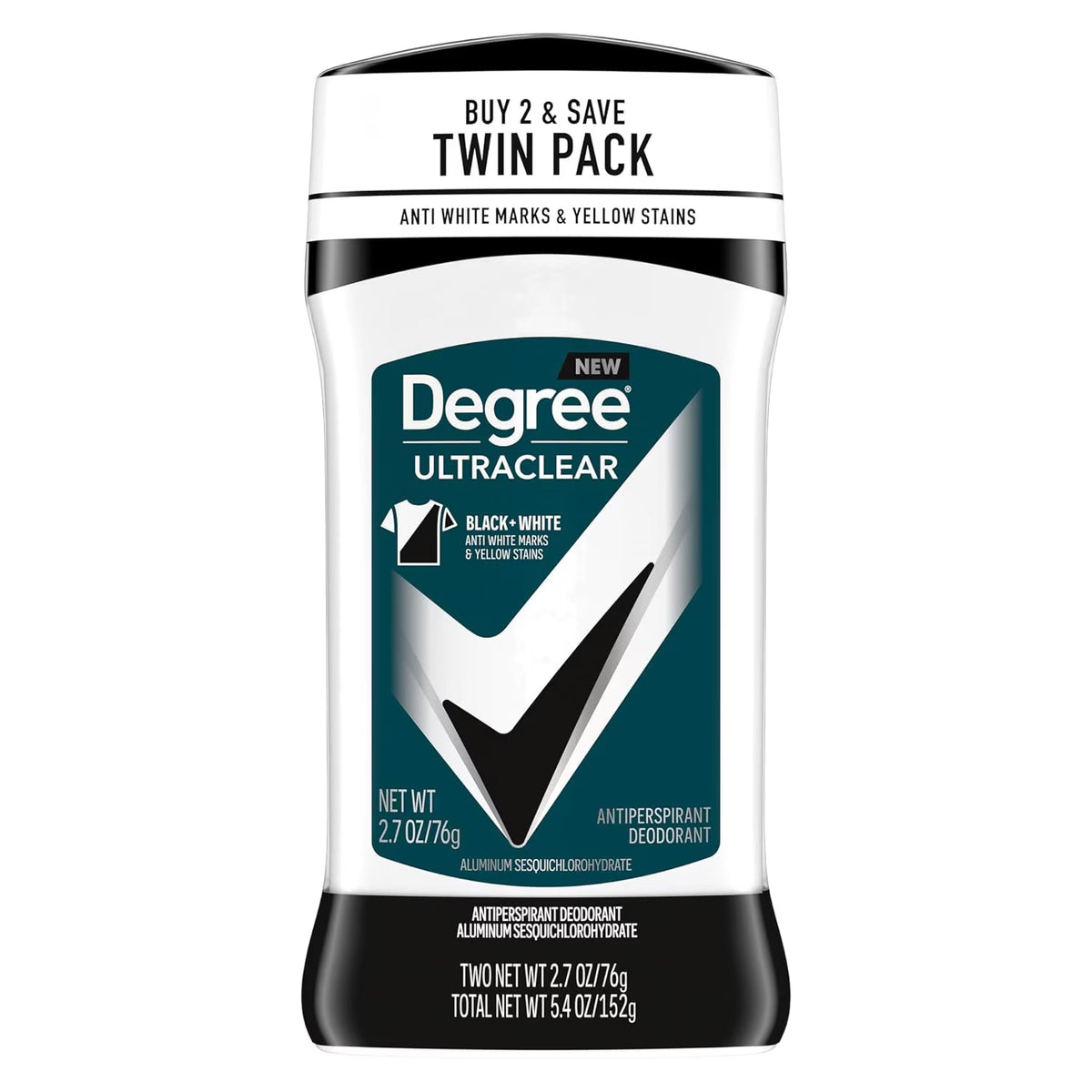 Degree Men Antiperspirant Deodorant Stick 2.7 oz - UltraClear Black+White - 6 x 2-Pack (12 Units)