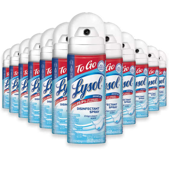 Lysol - Disinfectant Spray To Go, Crisp Linen - 1.5 oz - 12 Pack | Lysol - Household - Wholesale