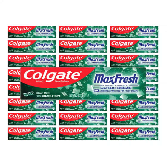 Colgate - Max Fresh, Ultrafreeze, Whitening Toothpaste with Mini Breath Strips - 6.3 Oz Tube - 24 Pack | Colgate - Oral Ca...