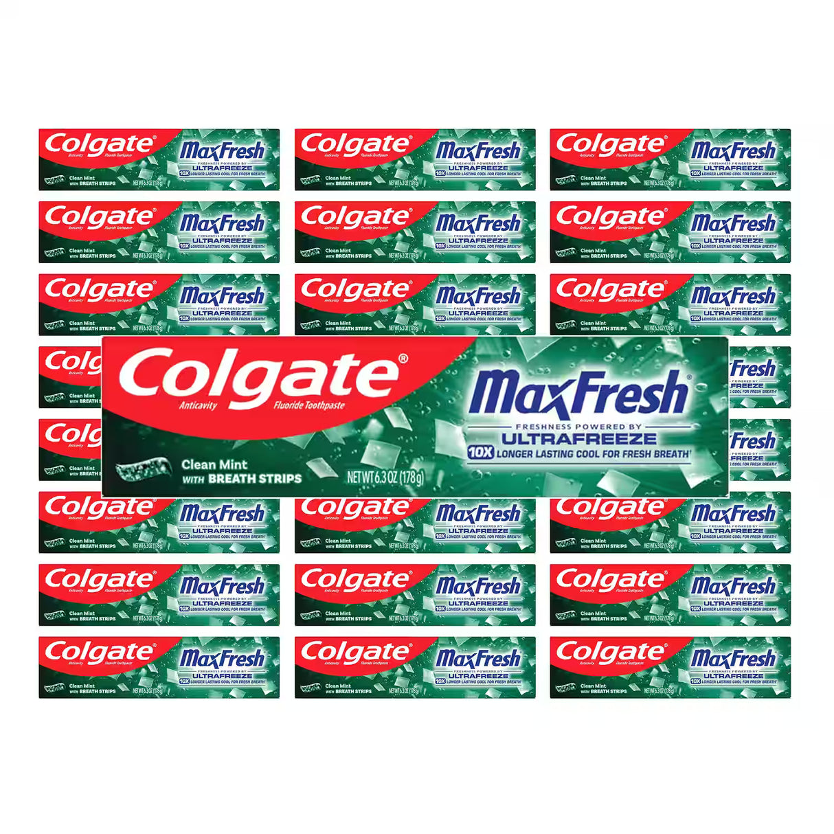 Colgate - Max Fresh, Ultrafreeze, Whitening Toothpaste with Mini Breath Strips - 6.3 Oz Tube - 24 Pack