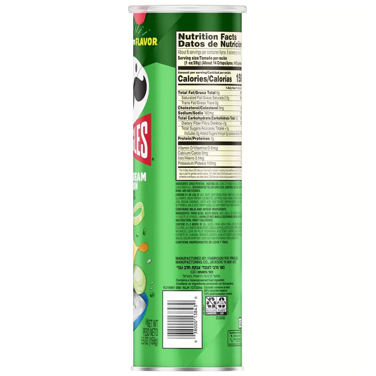 Pringles Sour Cream & Onion Potato Crisps - 5.5oz - 14 Pack
