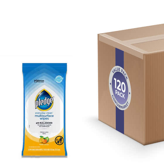 Pledge - Multi-Surface Furniture Polish Wipes, Cleans and Protects, Fresh Citrus - 25 Ct - 120 Pack | Pledge - Household -...